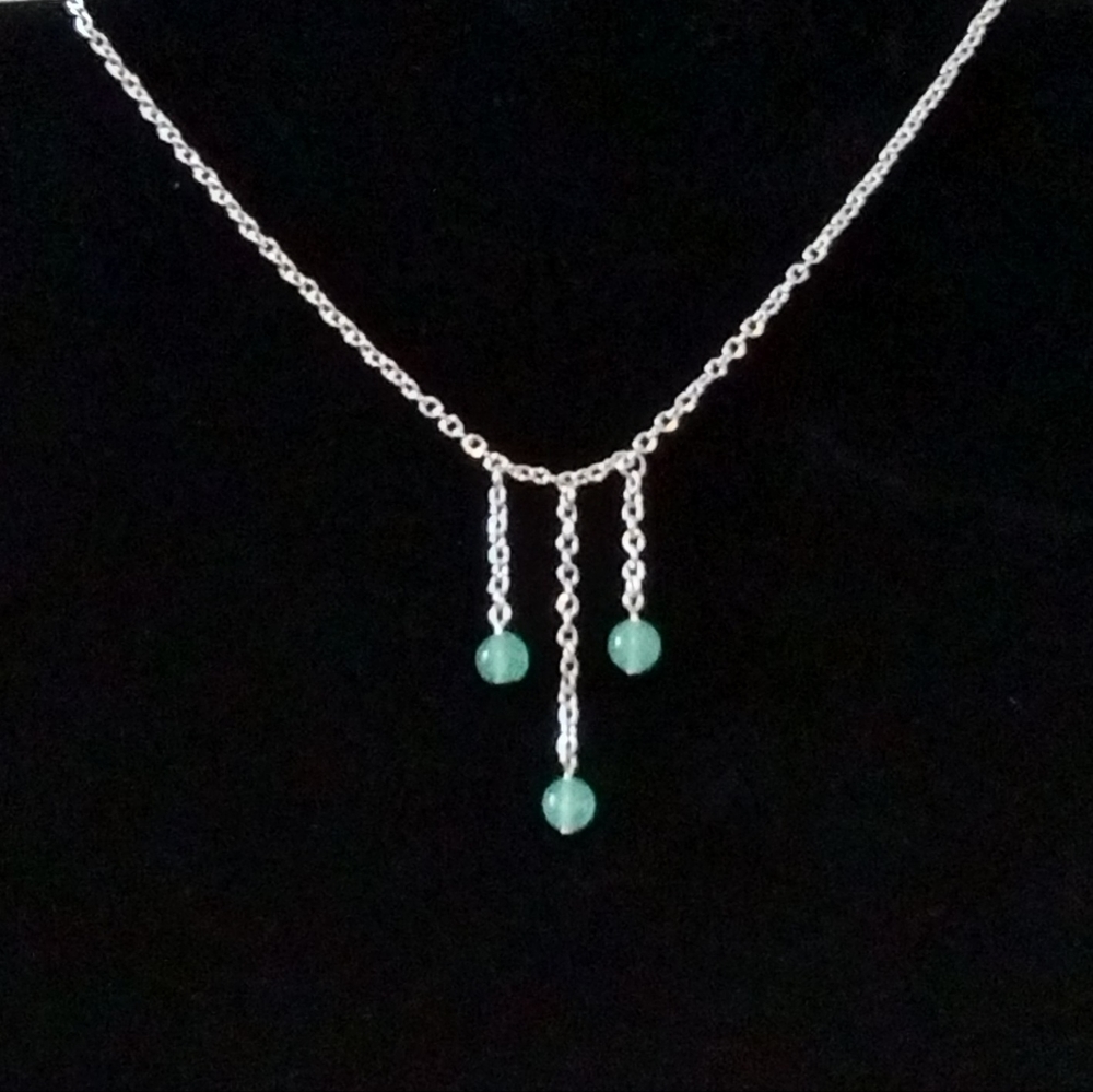 Sterling Silver and Green Aventurine Necklace